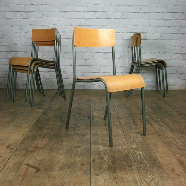 Vintage Tubular Steel JUNIOR height School Stacking Chairs - GREY x 1 (30 available)