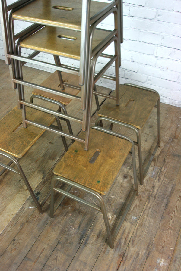 8 Vintage School Laboratory Stacking Stools