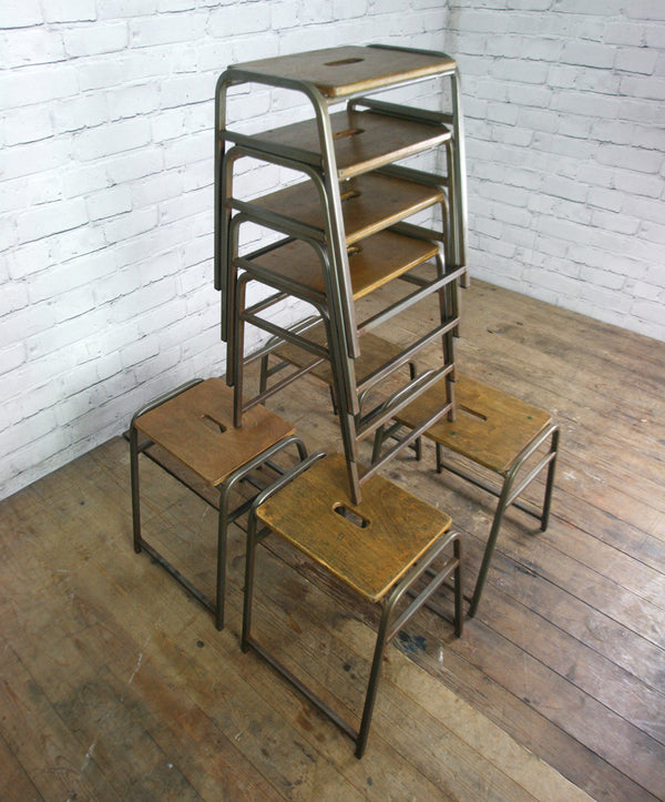 8 Vintage School Laboratory Stacking Stools