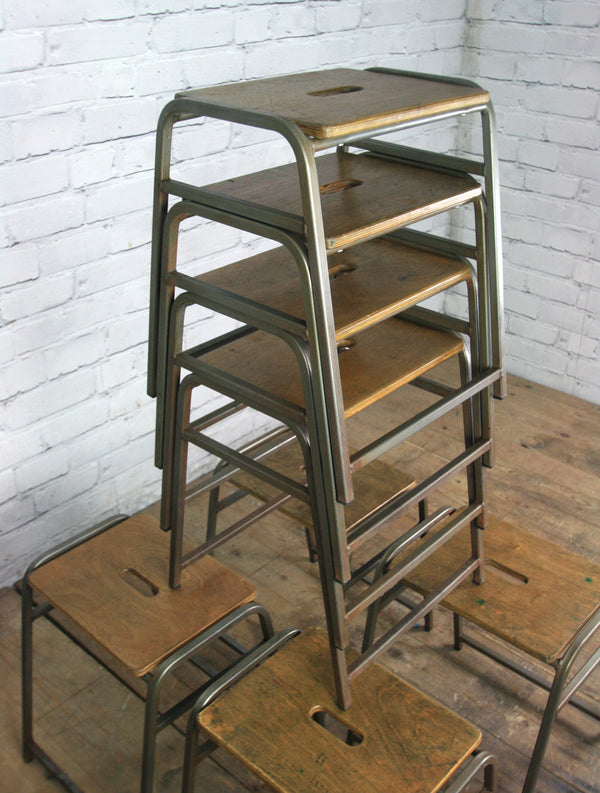 8 Vintage School Laboratory Stacking Stools