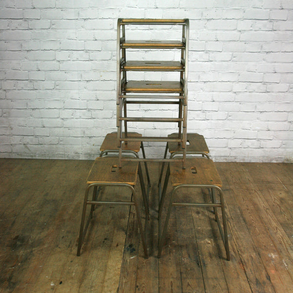 8 Vintage School Laboratory Stacking Stools
