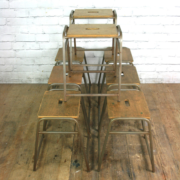8 Vintage School Laboratory Stacking Stools
