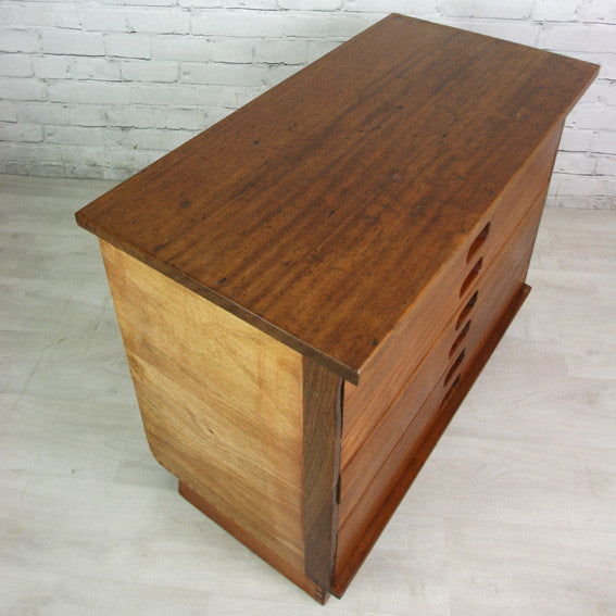 Vintage industrial reclaimed Iroko school plan chest - Restored to order