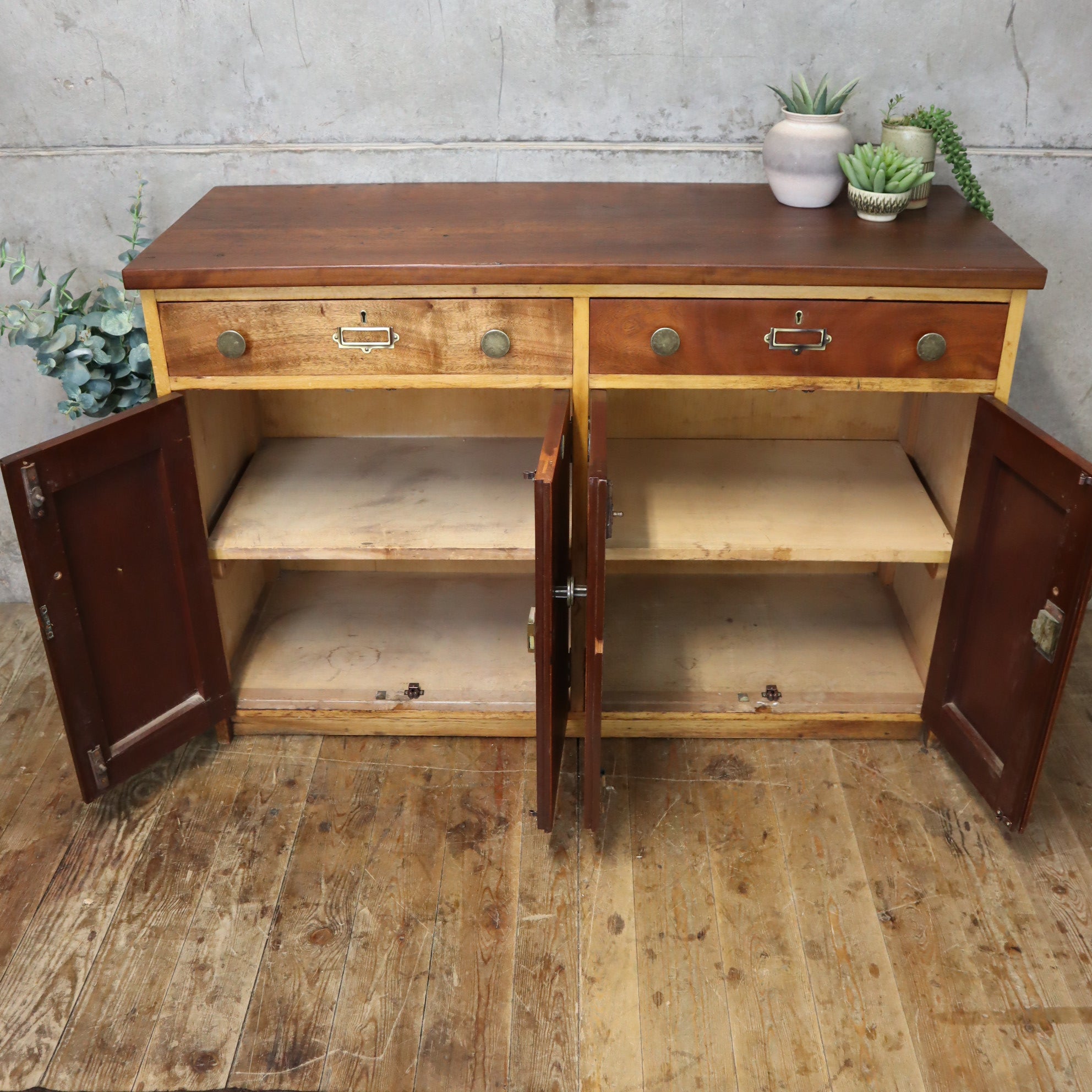 Vintage School Double Laboratory Cabinet / Sideboard - 2201e – Mustard ...