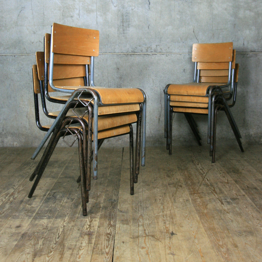 X8 Vintage Industrial School Stacking Chairs - ADULT SIZE