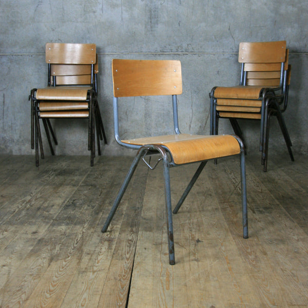 X8 Vintage Industrial School Stacking Chairs - ADULT SIZE