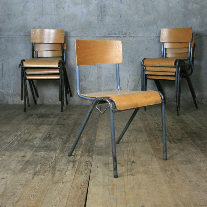 X8 Vintage Industrial School Stacking Chairs - ADULT SIZE