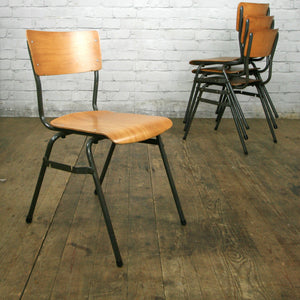 4 x Vintage Industrial School Stacking Chairs (last four available)