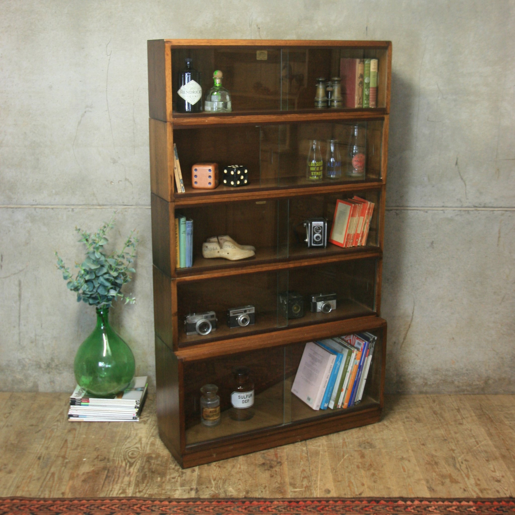 Vintage Simplex Stacking Library Glazed Bookcase – 0919a – Mustard Vintage