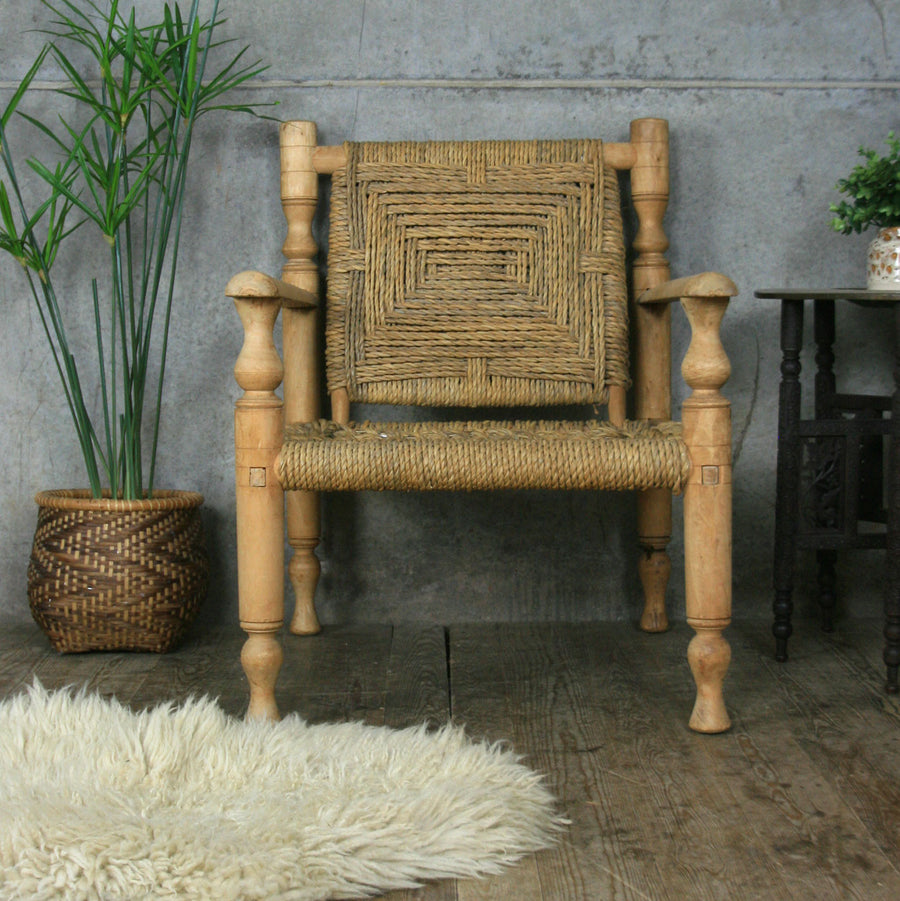 Vintage Mid Century Sisal Woven Armchair