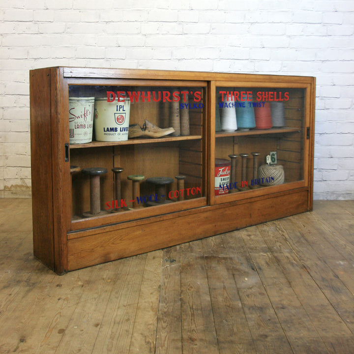 Vintage Dewhursts Sylko Oak Habedashery Display Cabinet
