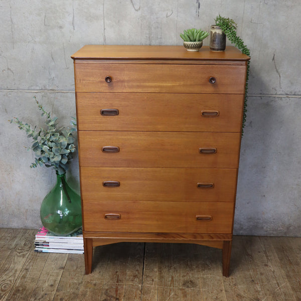 Mid Century Teak Chest of Drawers Tallboy - 2304g