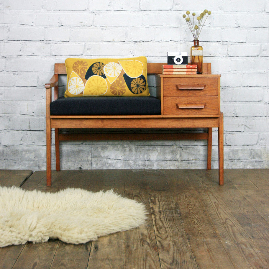 Vintage Chippy Heath Teak Telephone Seat – Mustard Vintage