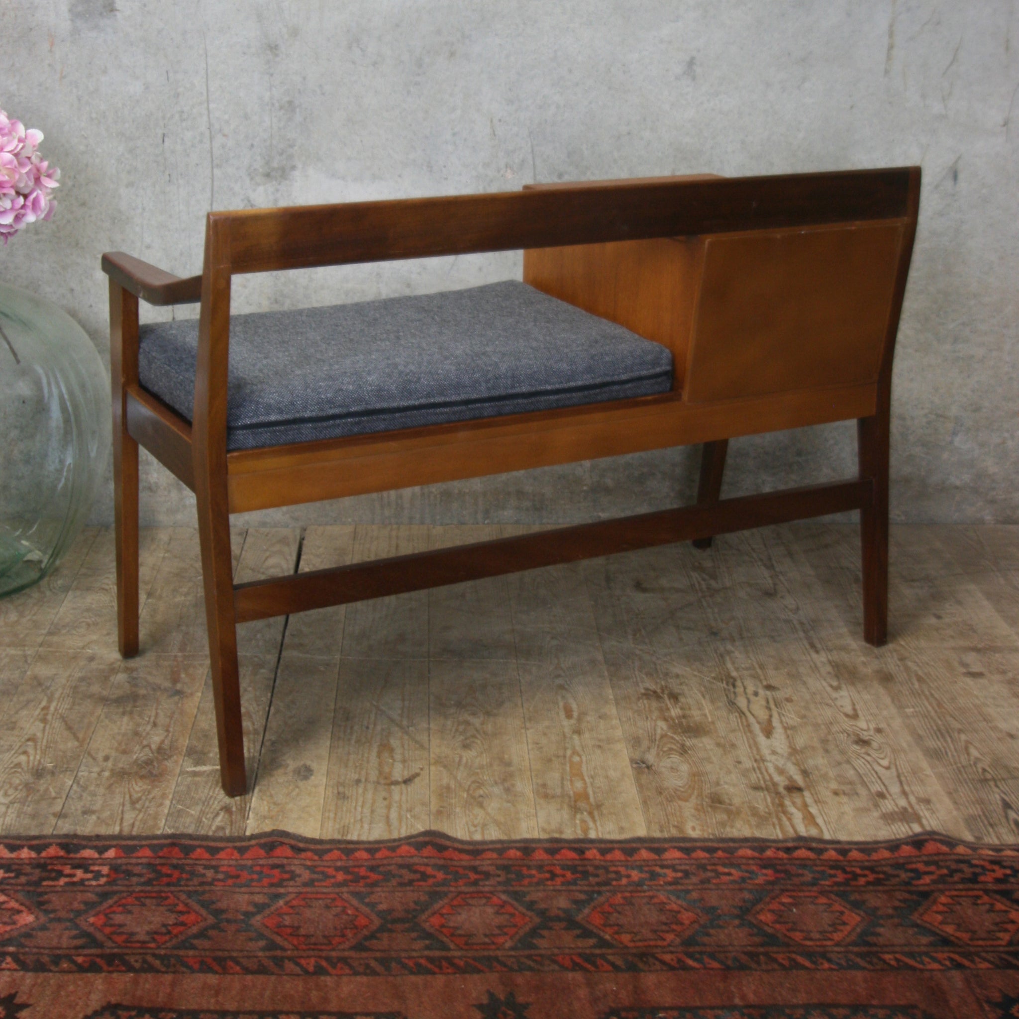 Mid Century Chippy Heath Teak Telephone Seat – Mustard Vintage