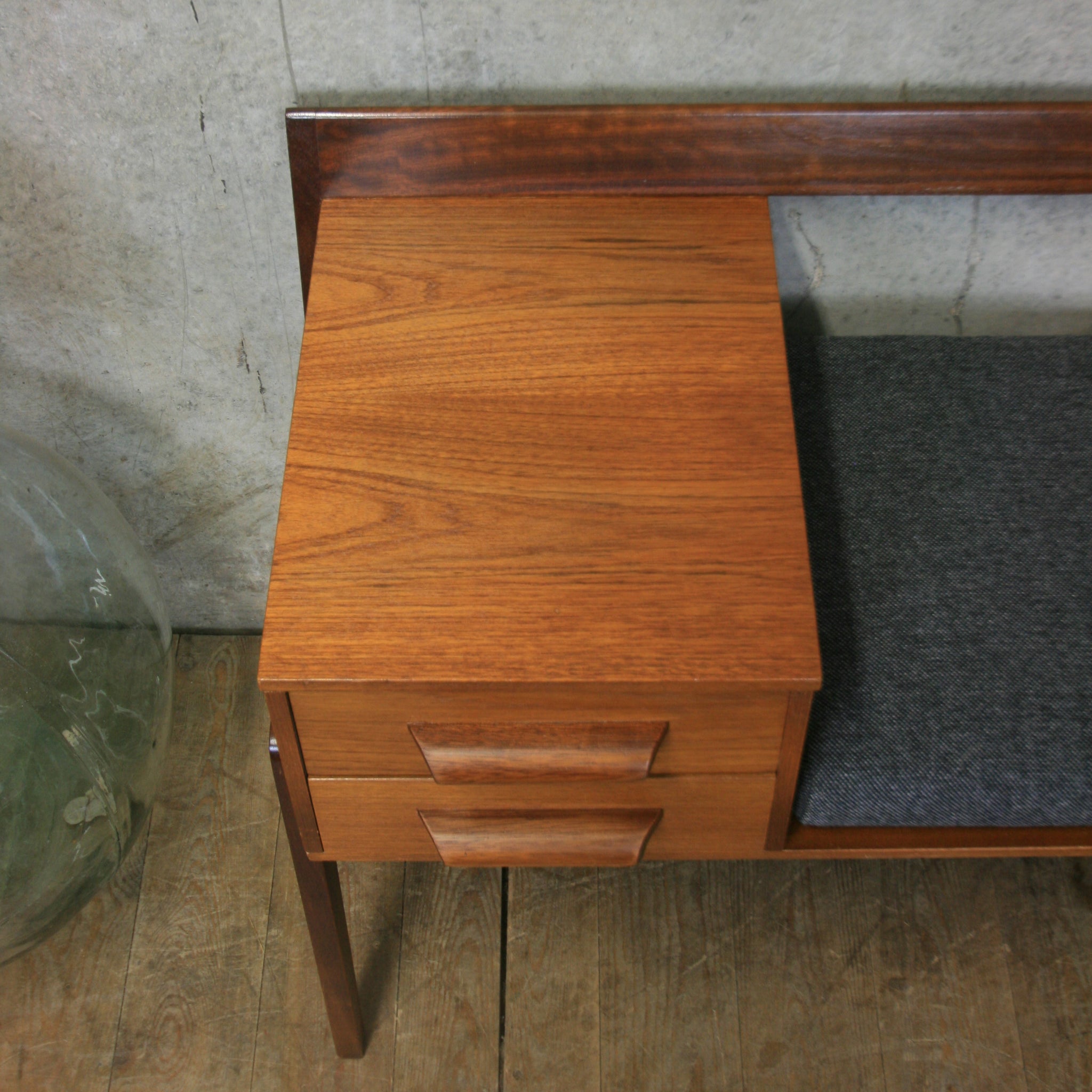 Mid Century Chippy Heath Teak Telephone Seat – Mustard Vintage