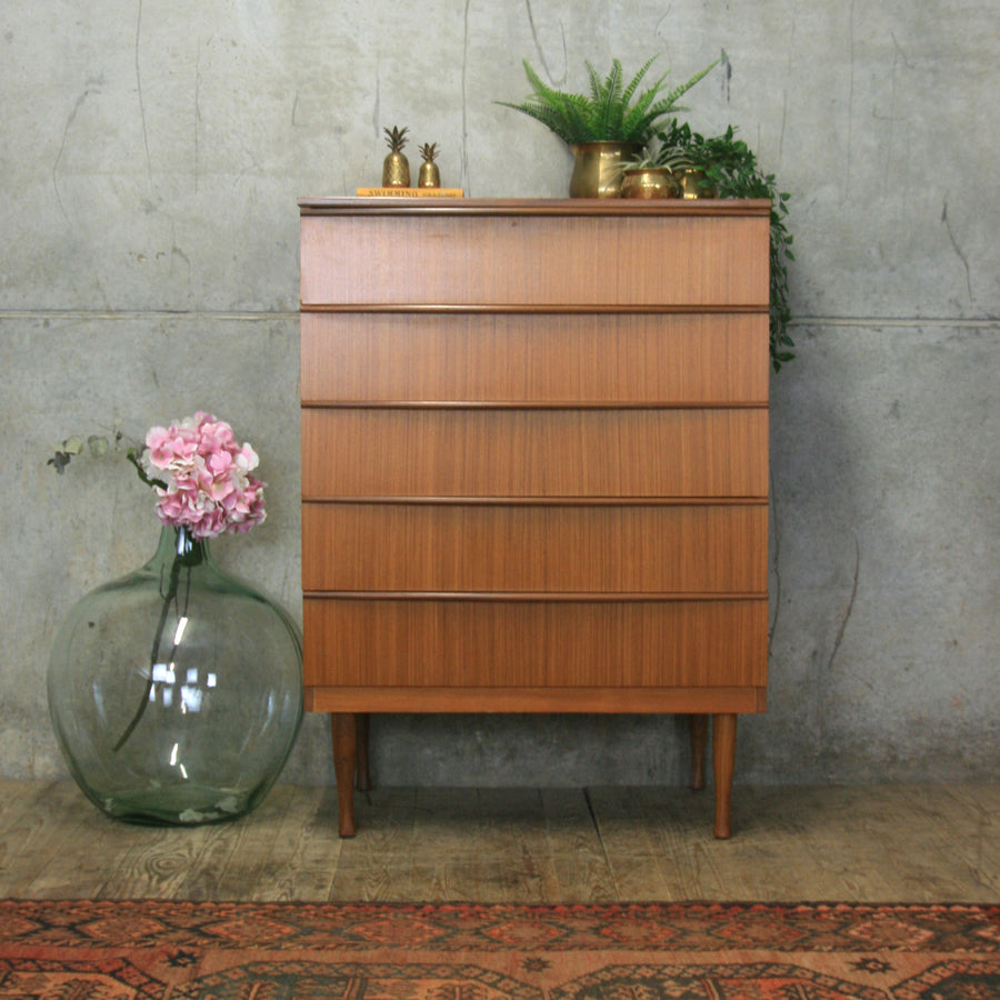 Mid Century Tallboy Chest of Drawers #0518
