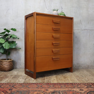 Mid Century Teak Chest of Drawers Tallboy - 2708a