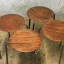 X4 Vintage Teak Mid Century Stacking Stools