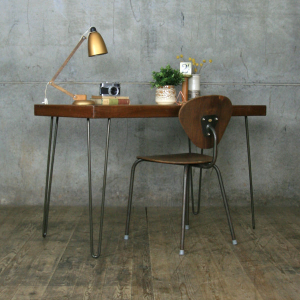 Reclaimed School Desk / Table with Hairpin Legs
