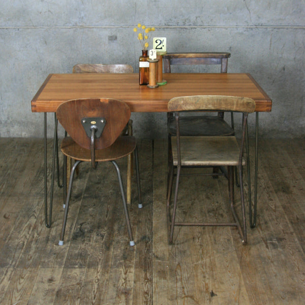 Reclaimed School Desk / Table with Hairpin Legs