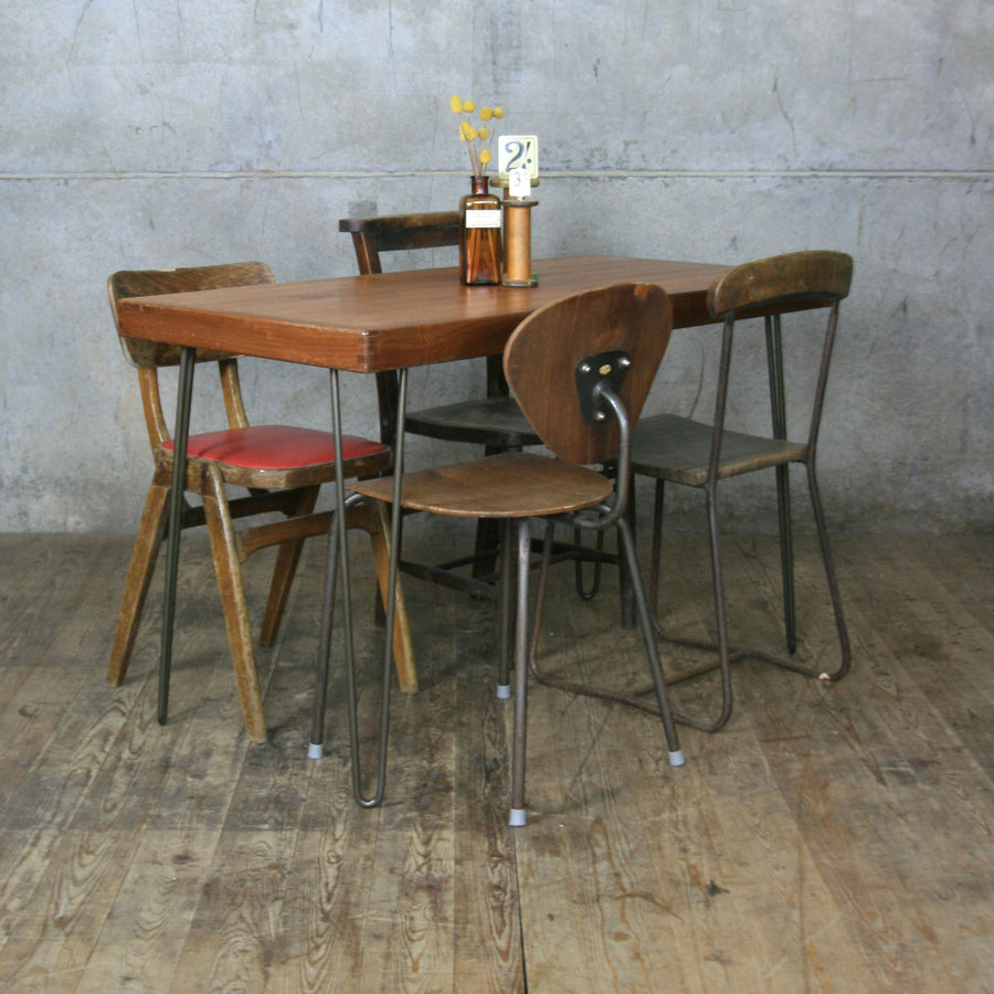 Reclaimed School Desk / Table with Hairpin Legs