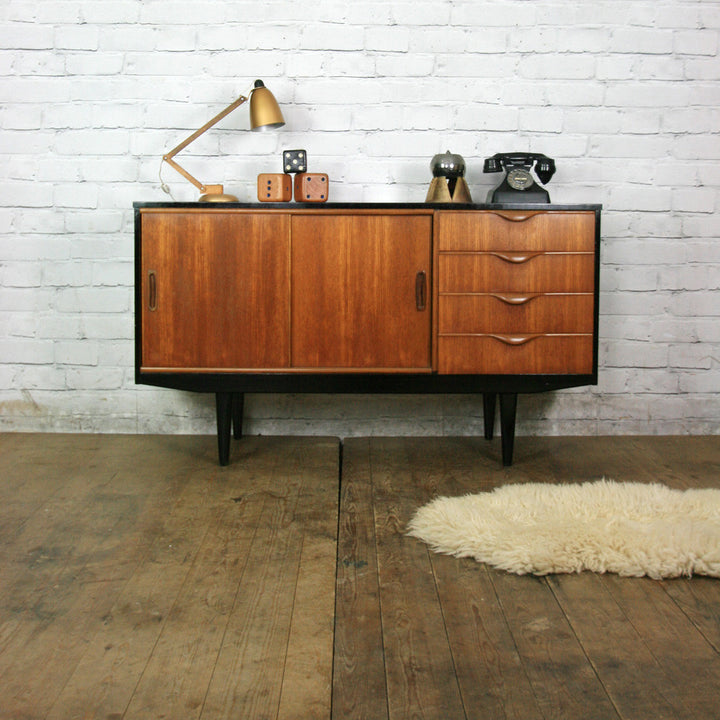 Vintage Teak & Ebony Petite Sideboard/Media Cabinet
