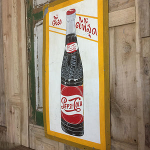 Vintage Hand Painted Tin Pepsi Sign