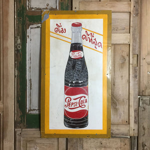 Vintage Hand Painted Tin Pepsi Sign