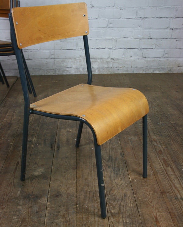 A set of 4 x Vintage Tubular Steel Junior School Stacking Chairs - BLUE