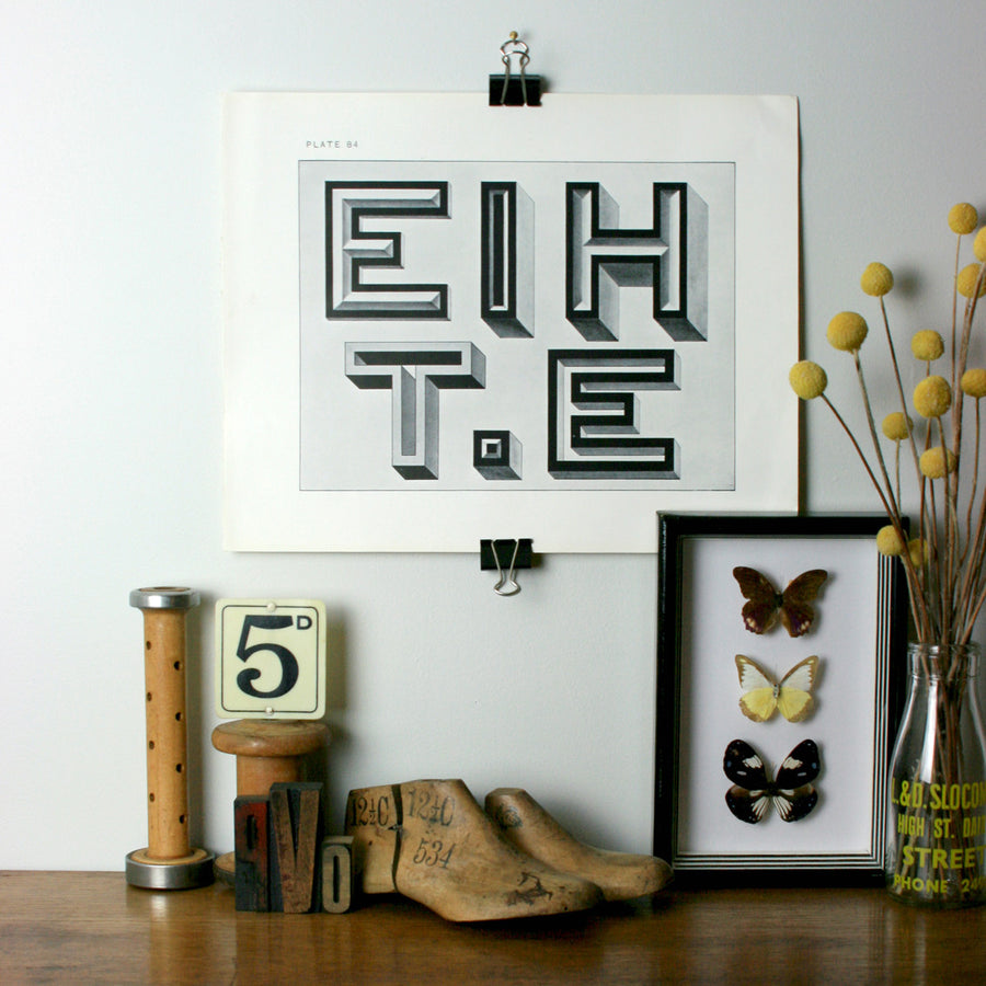 Vintage 'EIHT.E' Typographic Plate No.84