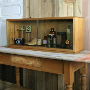 Mid Century Walnut Glazed Shop Display Cabinet