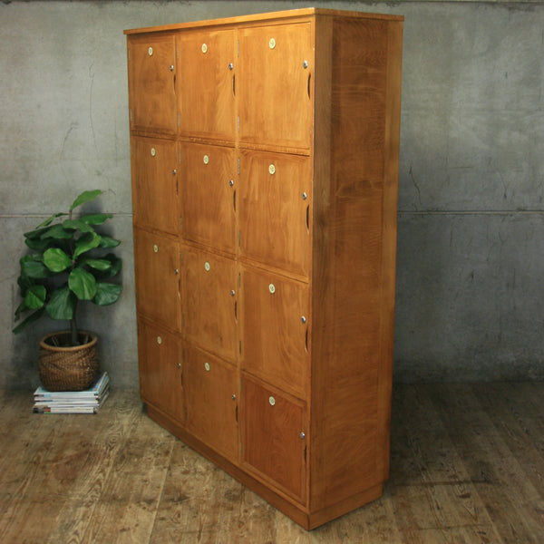 Vintage School Gym Wooden Lockers - 0707c